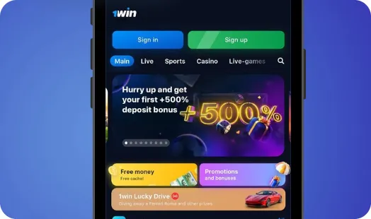 1Win App Android homepage