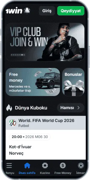 1Win App Android ana səhifəsi